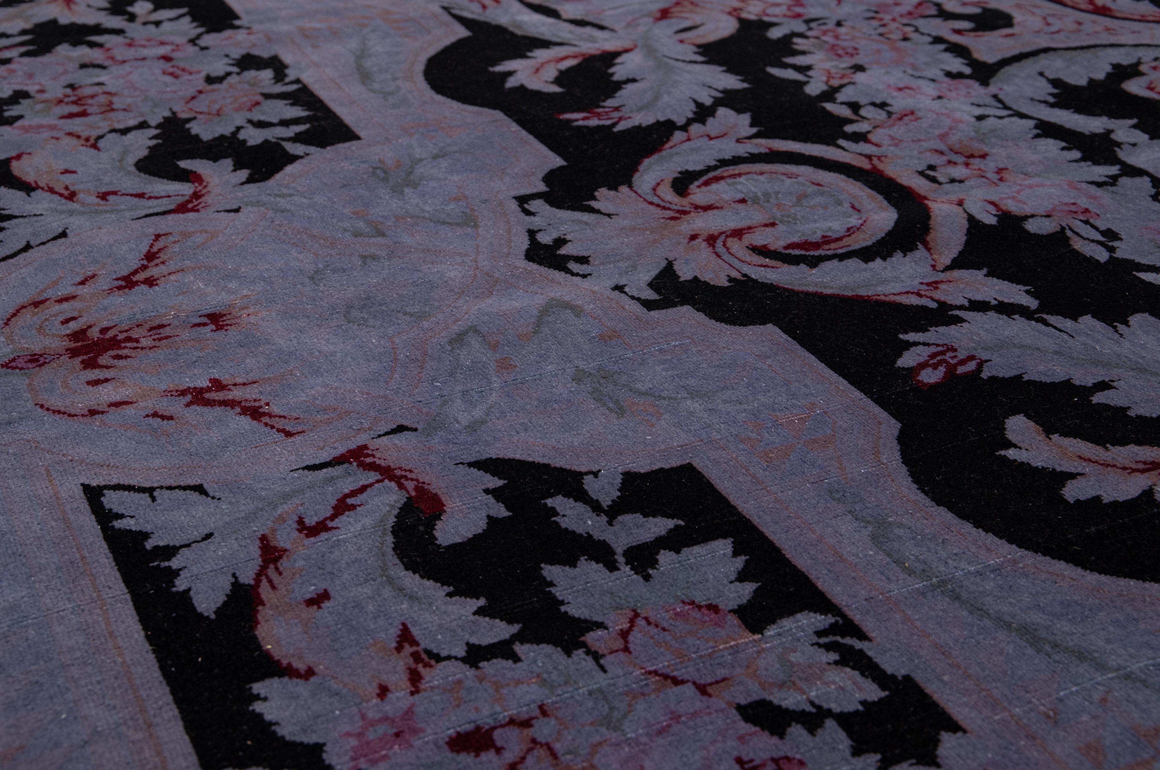 9 x 12 Designed Persian Overdyed Wool Rug In Light purple For Sale 4