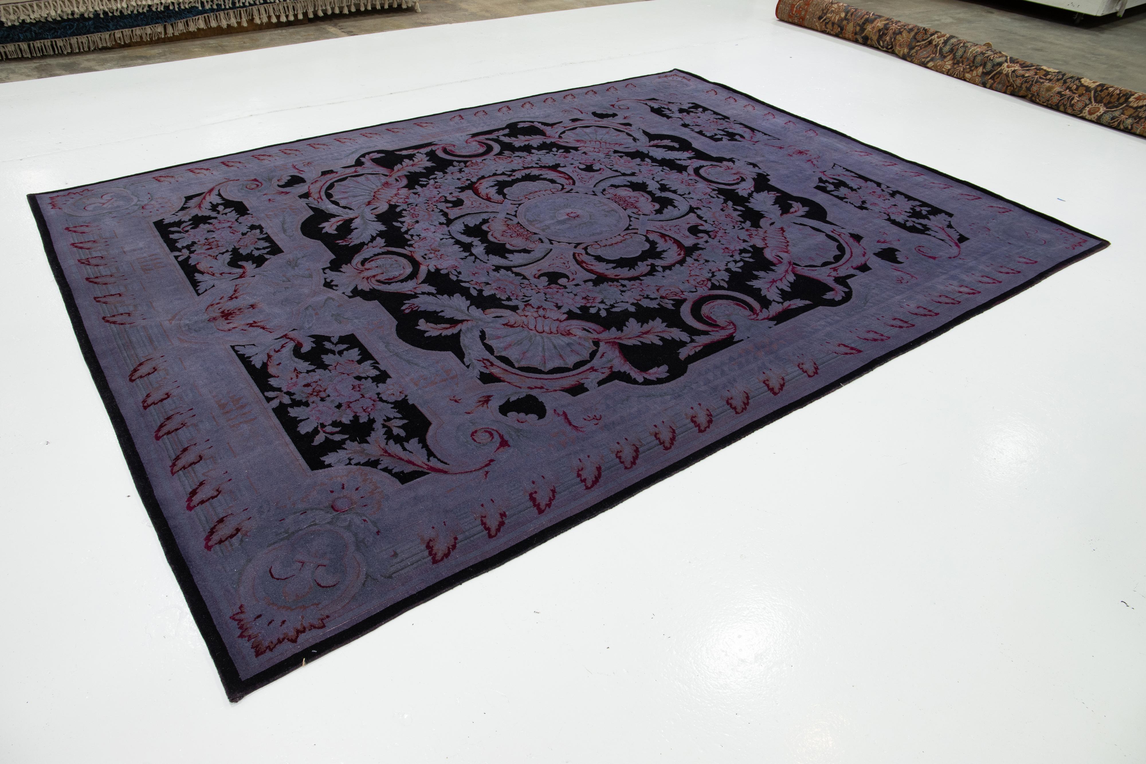 Tabriz 9 x 12 Designed Persian Overdyed Wool Rug In Light purple For Sale