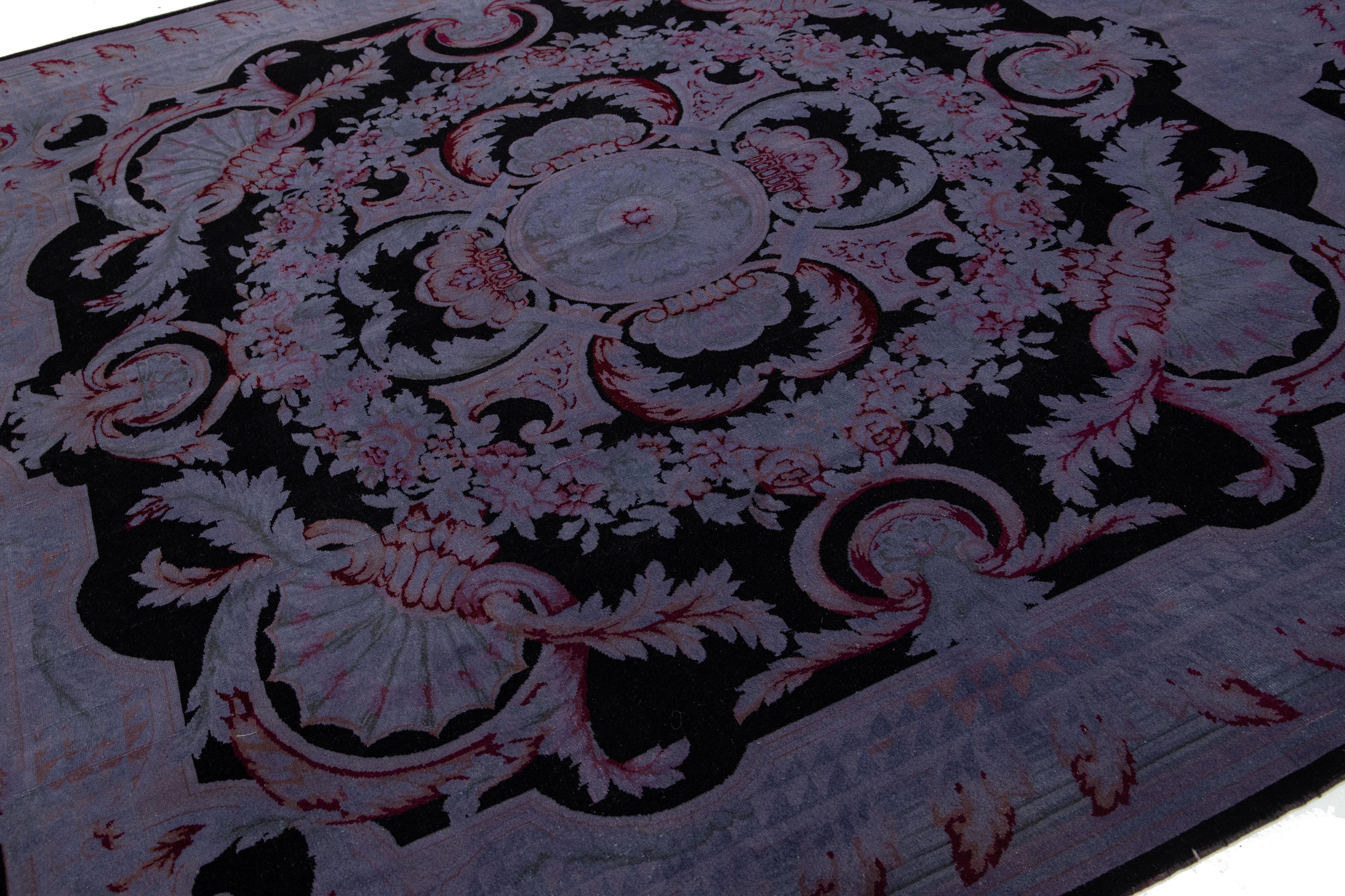 9 x 12 Designed Persian Overdyed Wool Rug In Light purple In New Condition For Sale In Norwalk, CT