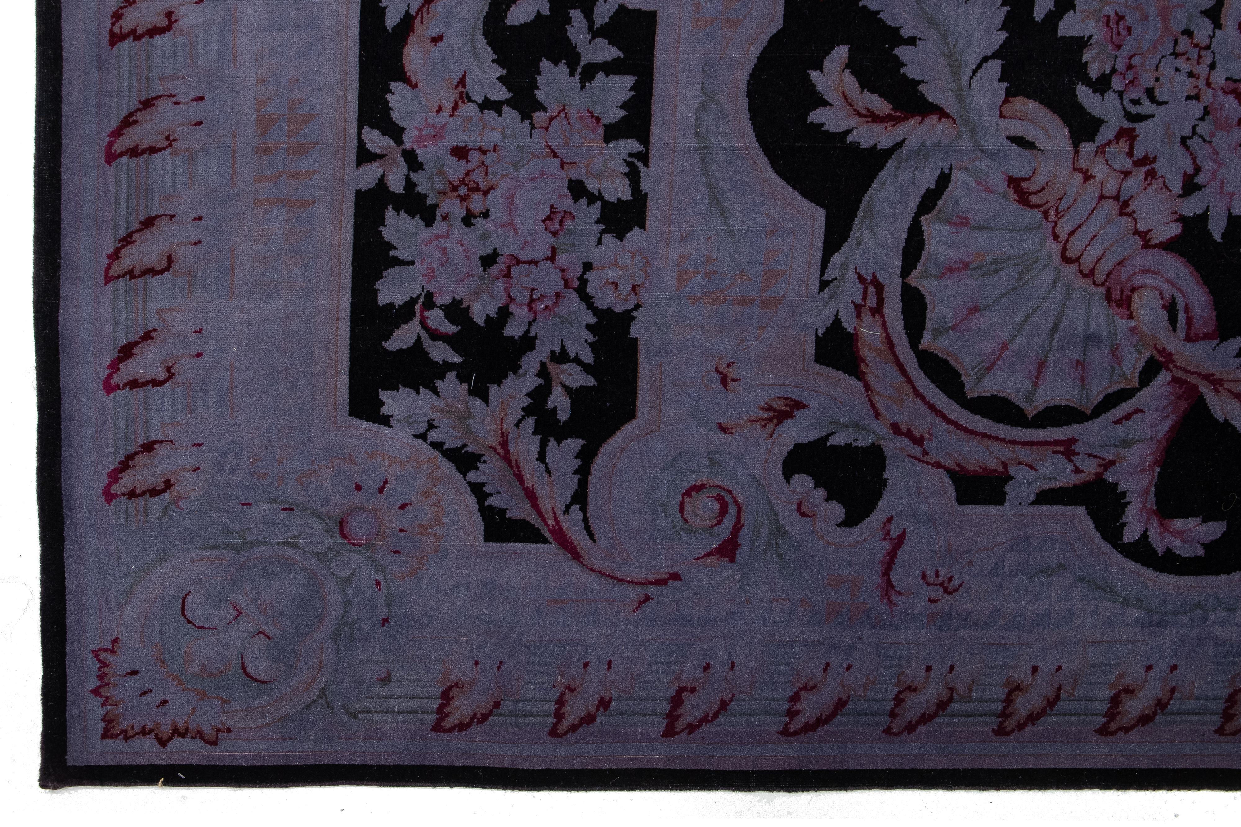 9 x 12 Designed Persian Overdyed Wool Rug In Light purple For Sale 1