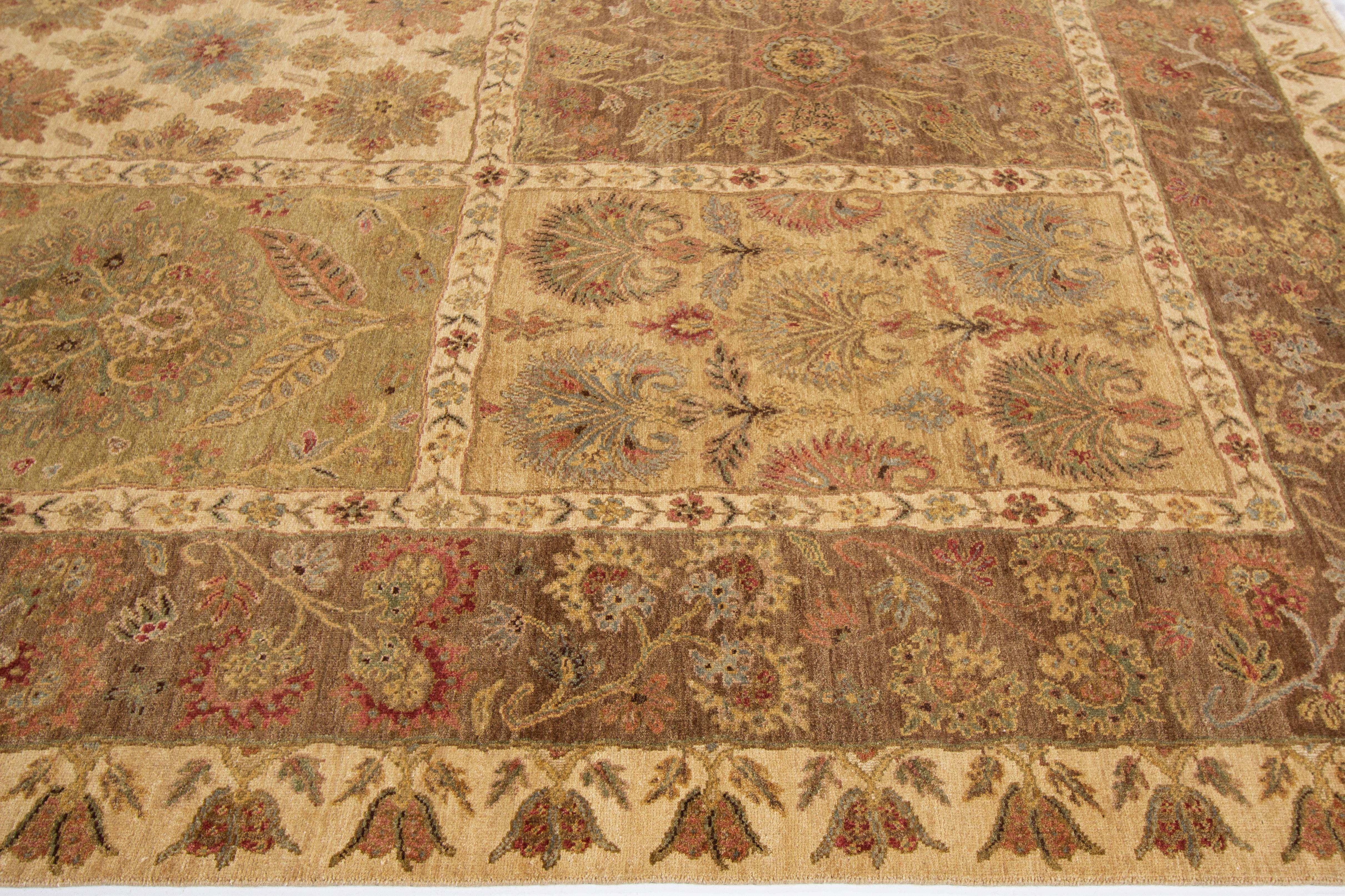 9 x 12 Hamdmade Modern Oushak Style Brauner Wollteppich (Handgeknüpft) im Angebot