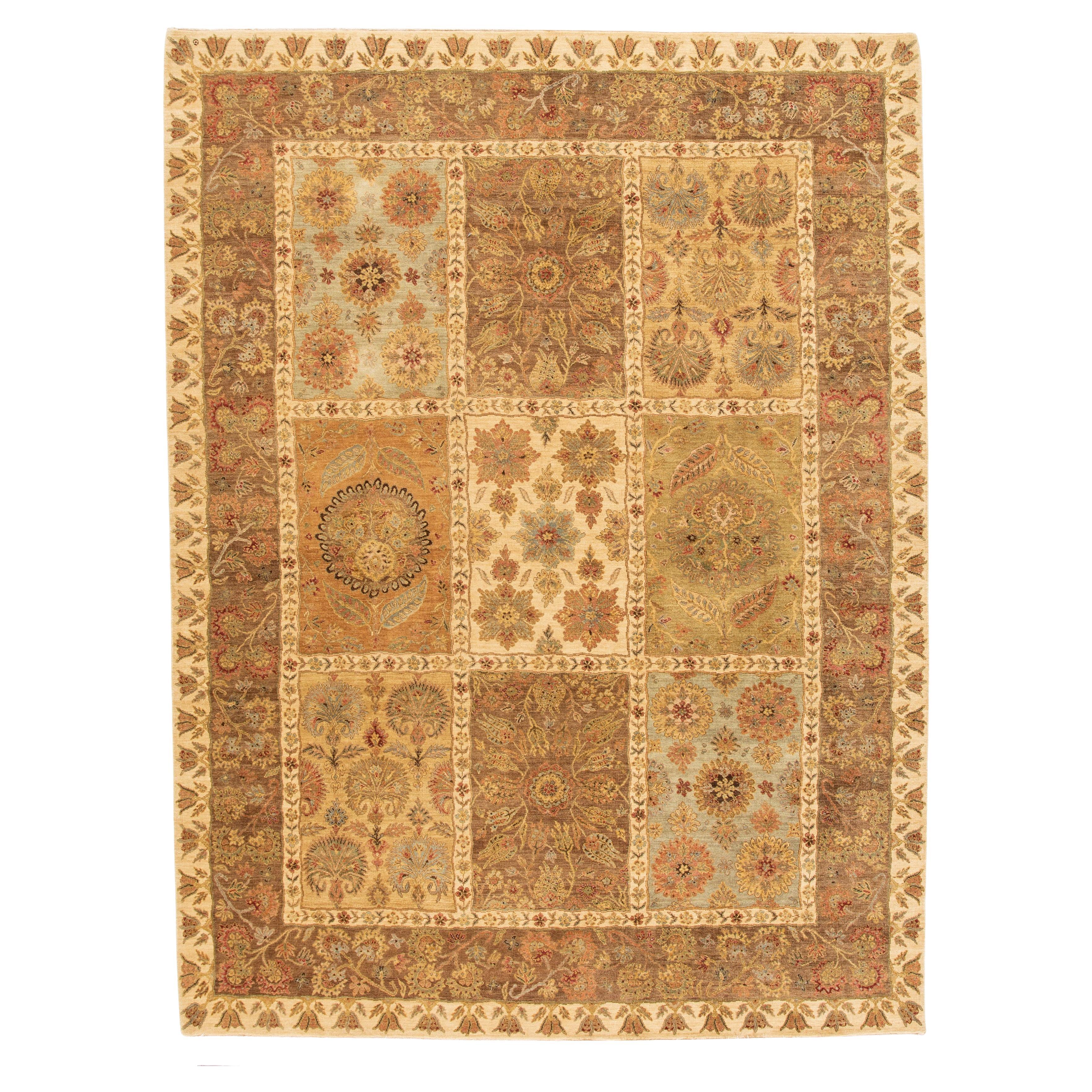 9 x 12 Tappeto in lana marrone in stile Oushak moderno fatto a mano da Hamdmade