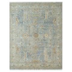 9' x 12' Hand-Knotted Indian Wool Rug with Ancient Tribal-Inspired Motifs in Mis