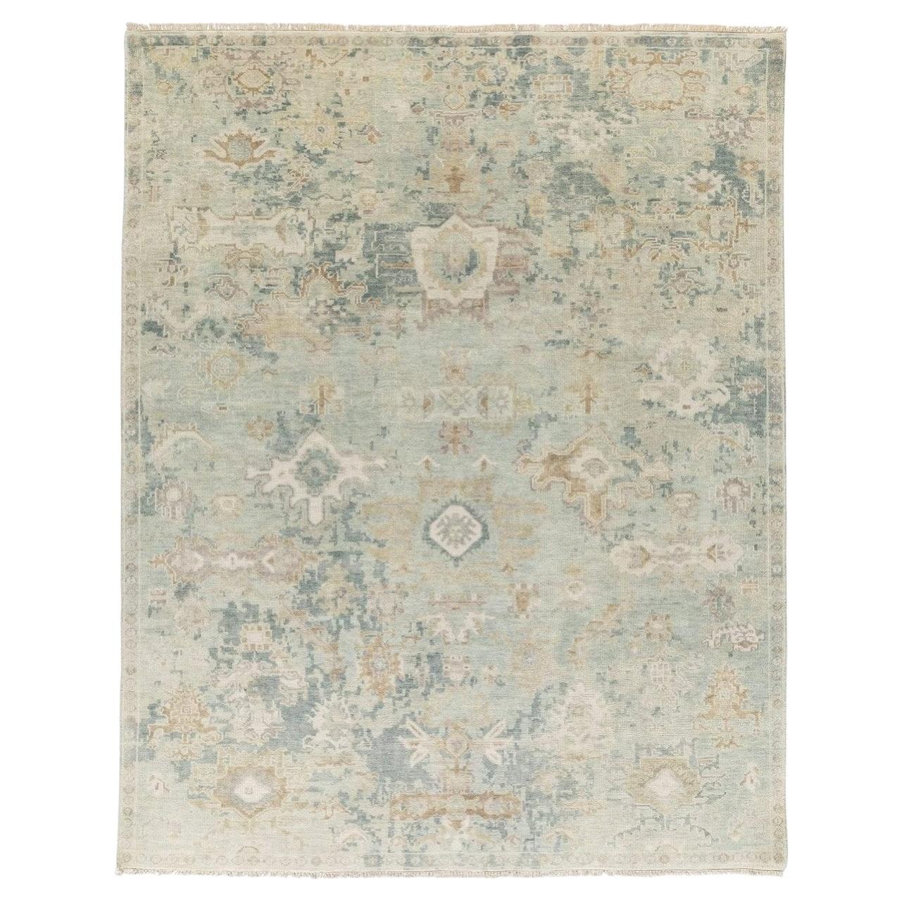 9’x12’ Yoruk Transitional Hand-Knotted Wool Area Rug in Soft Neutral Tones