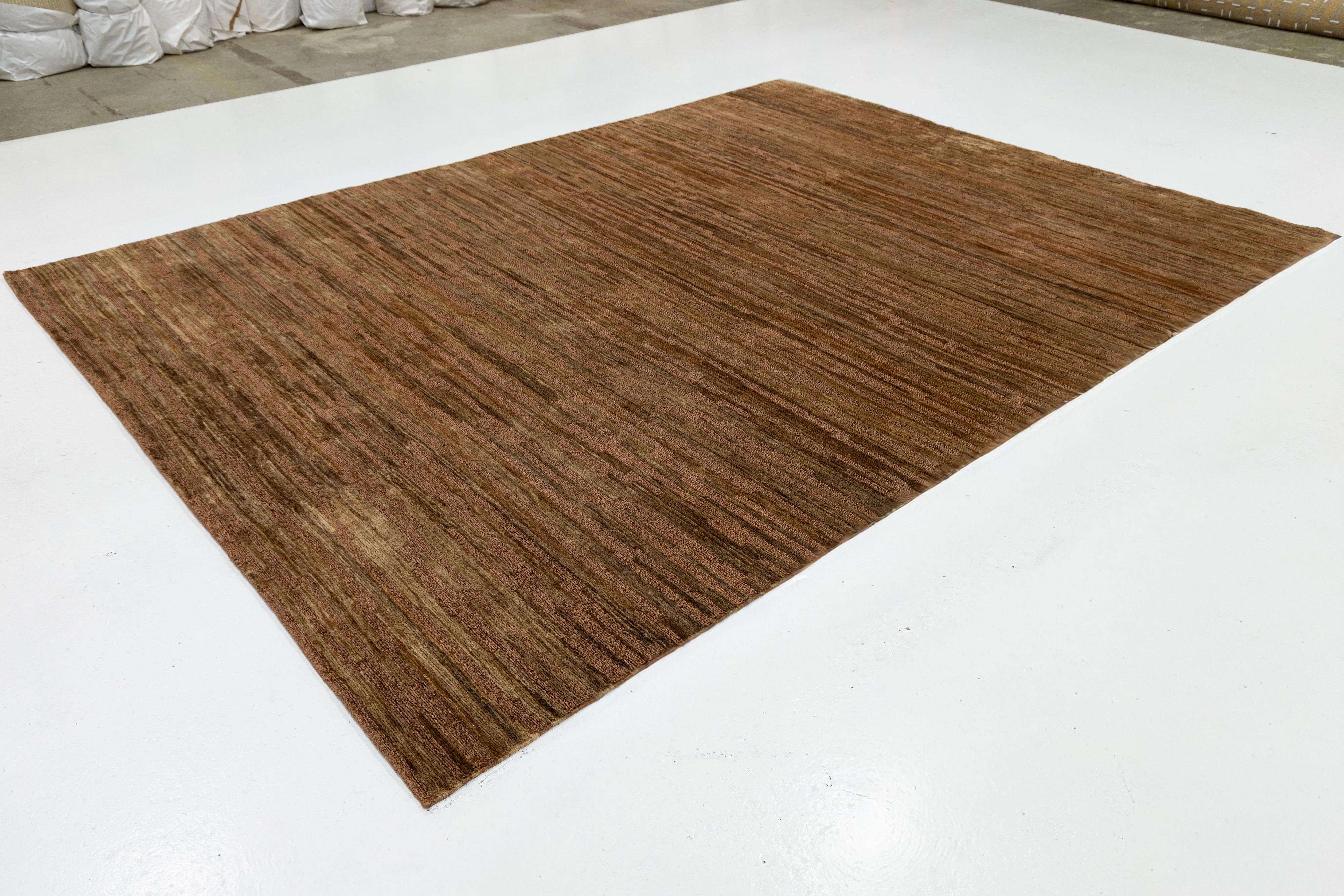 9 x 12 Modern Brown Wool and Jute Rug With Abstract Design (Moderne) im Angebot