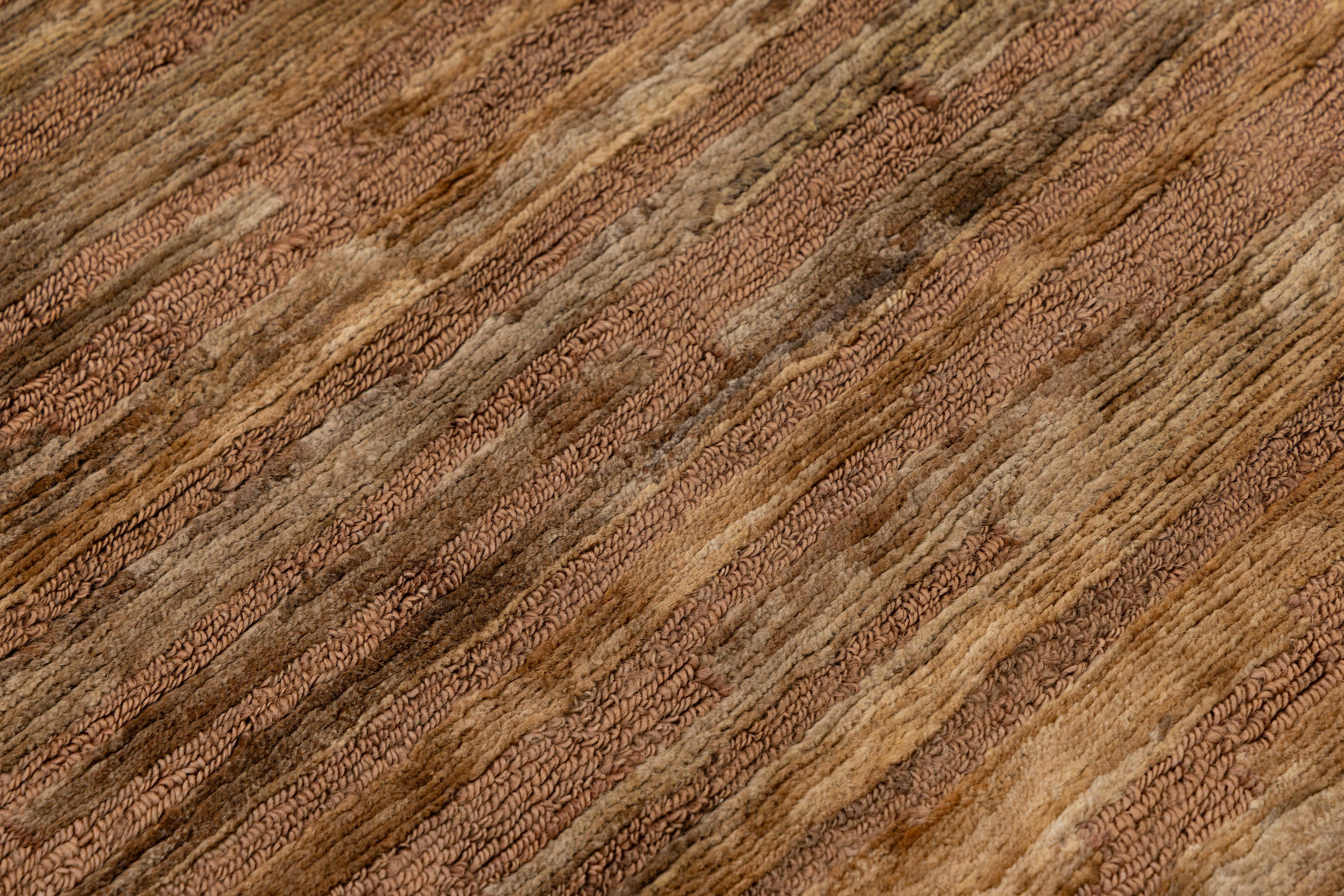 9 x 12 Modern Brown Wool and Jute Rug With Abstract Design (Indisch) im Angebot