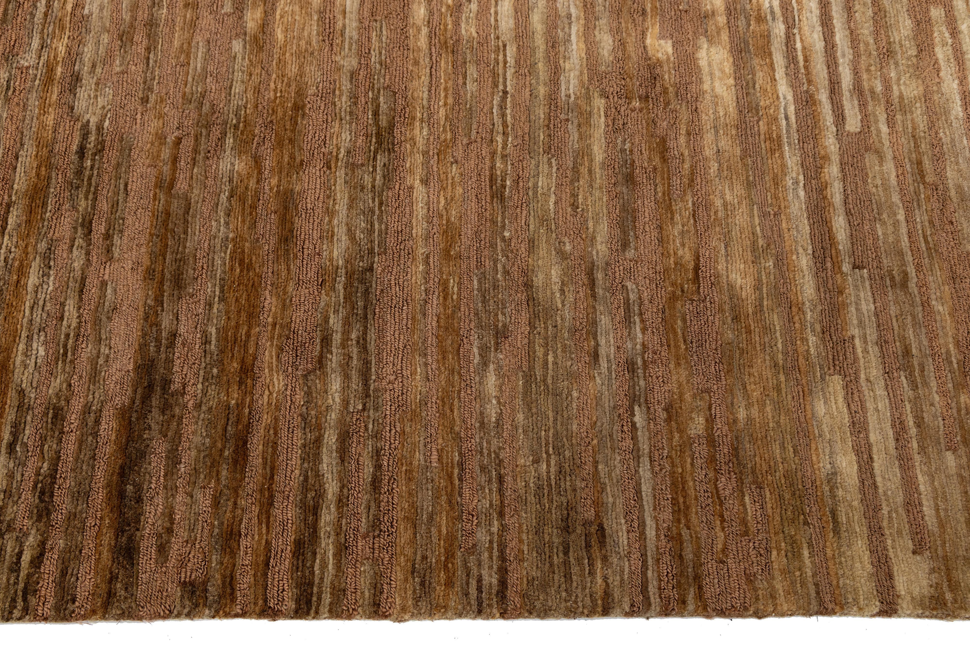 9 x 12 Modern Brown Wool and Jute Rug With Abstract Design im Zustand „Neu“ im Angebot in Norwalk, CT