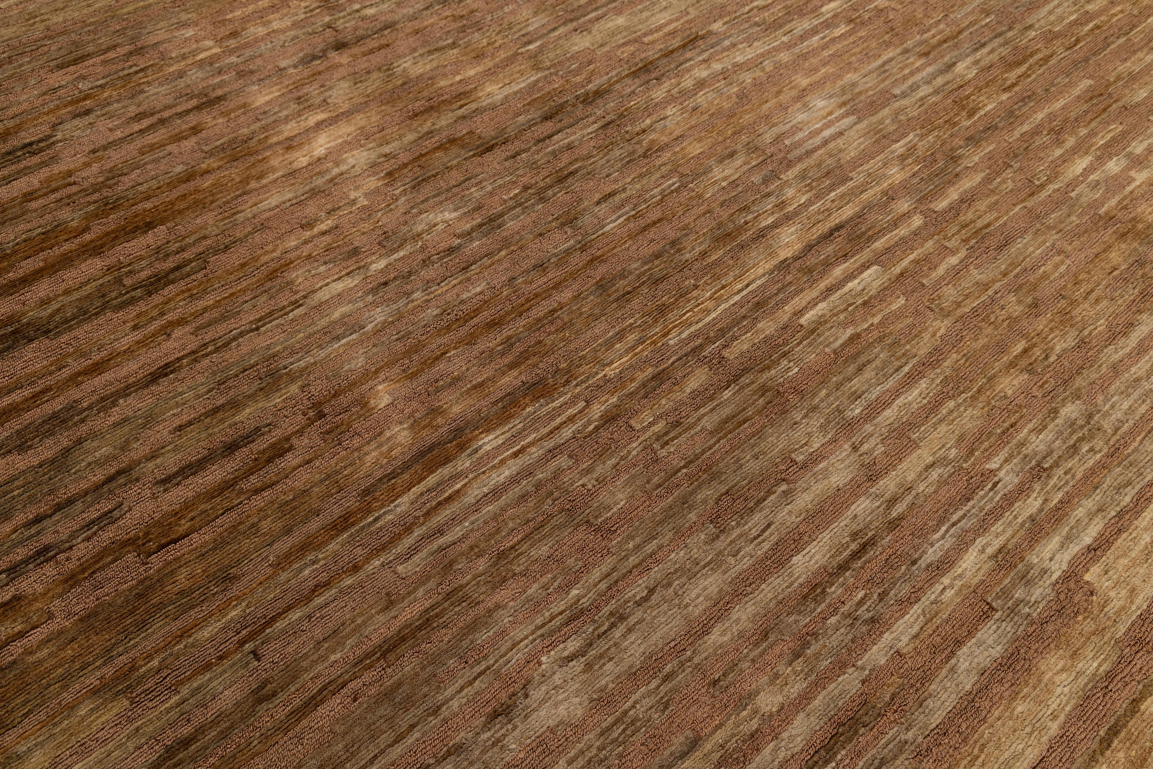 9 x 12 Modern Brown Wool and Jute Rug With Abstract Design (21. Jahrhundert und zeitgenössisch) im Angebot