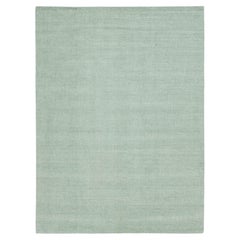 9 x 12 Modern Indian Texture Handmade Wool Rug in a Solid Light Green