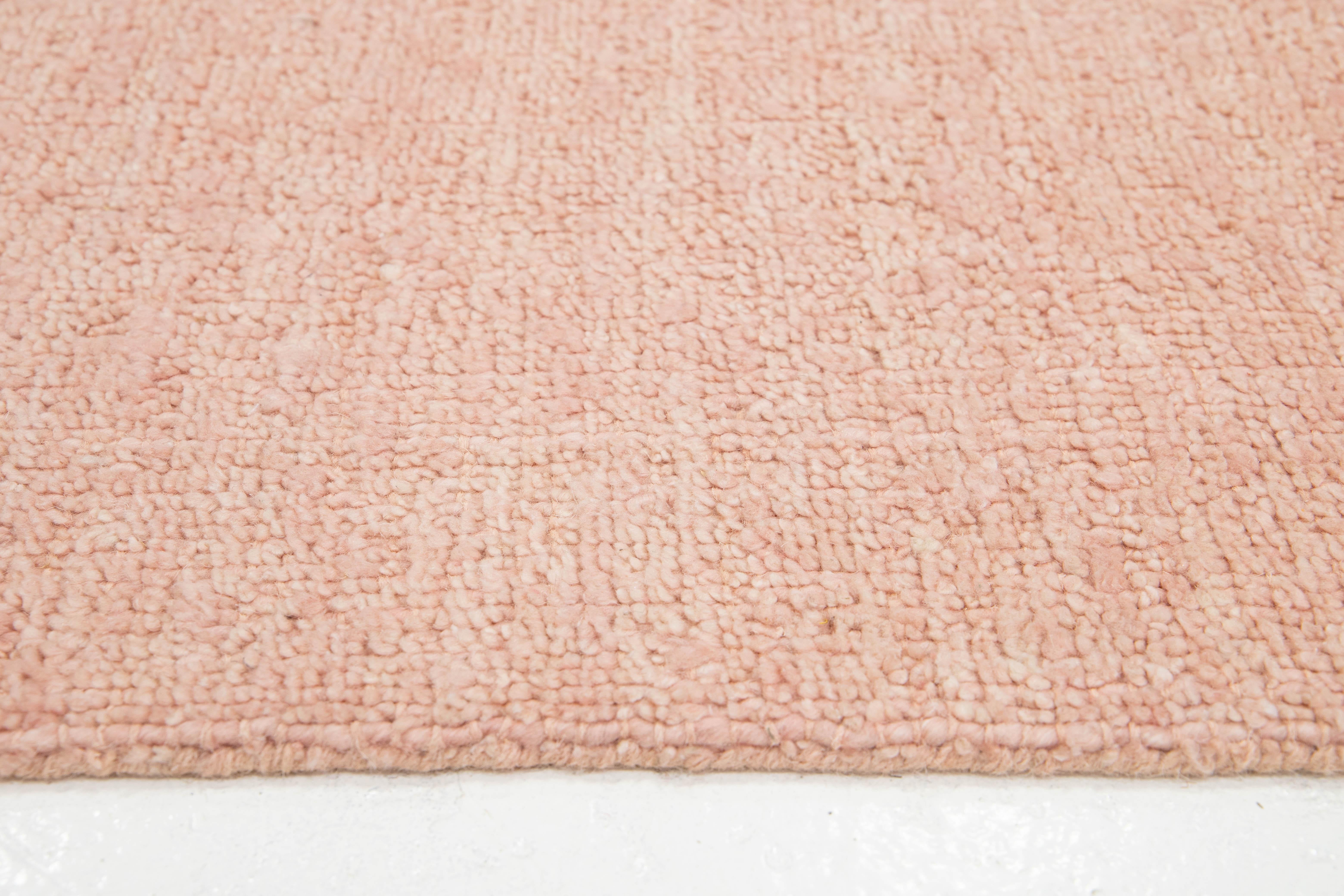 9 X 12 Alfombra moderna de lana con textura india hecha a mano en color rosa sólido Indio en venta