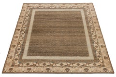 9 x 12 Tapis moderne en laine de style Khotan fait à la main en marron avec motif Allover