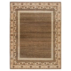 9 x 12 Alfombra Moderna de Lana Estilo Khotan Hecha a Mano en Marrón con Motivo Allover