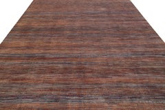 9 x 12 Alfombra Moderna De Lana Hecha A Mano Estilo Sabana Con Motivo Geométrico En Naranja