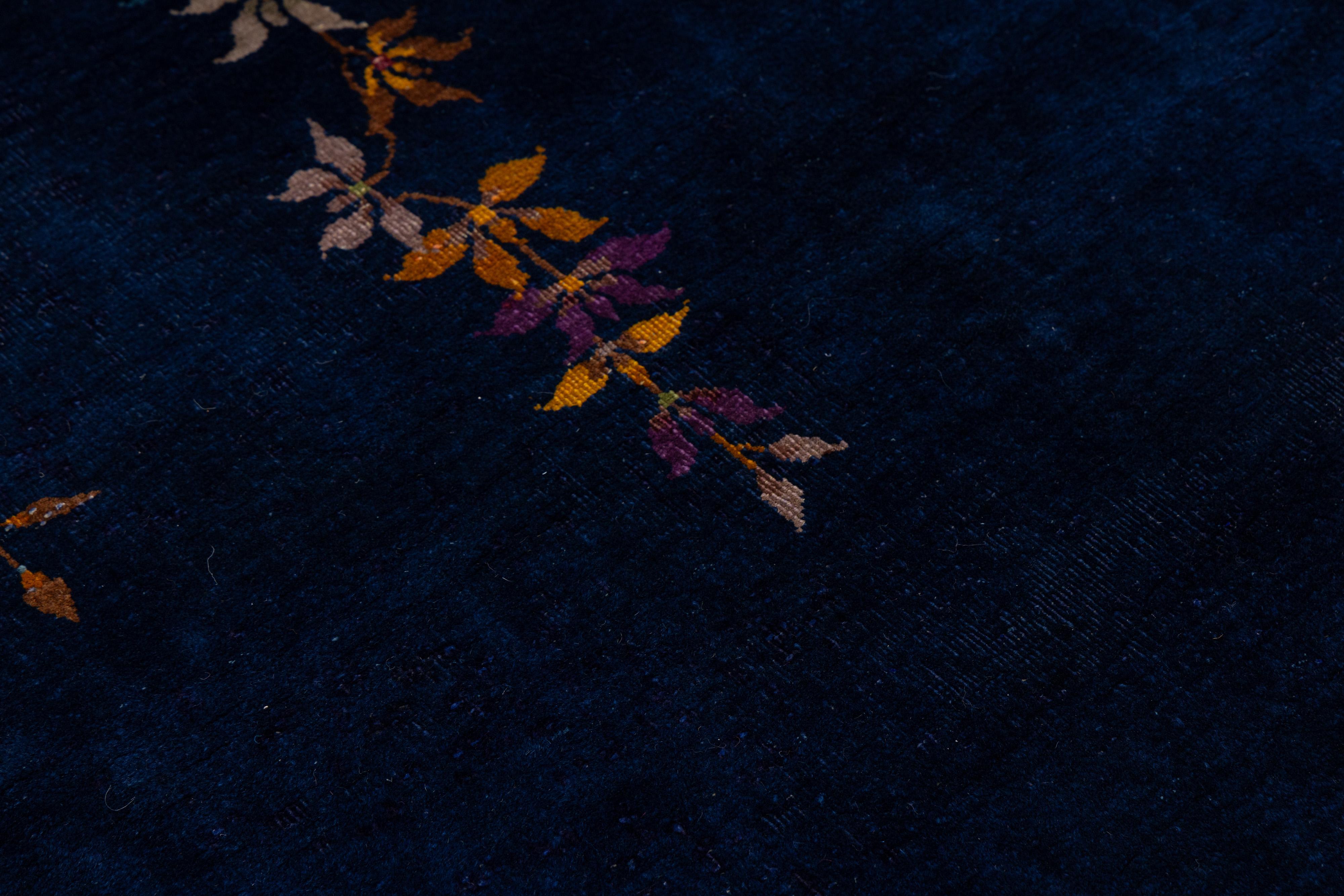 9 x 12 Bleu marine Antique Art Deco Chinese Wool Rug With Traditiona Design en vente 3