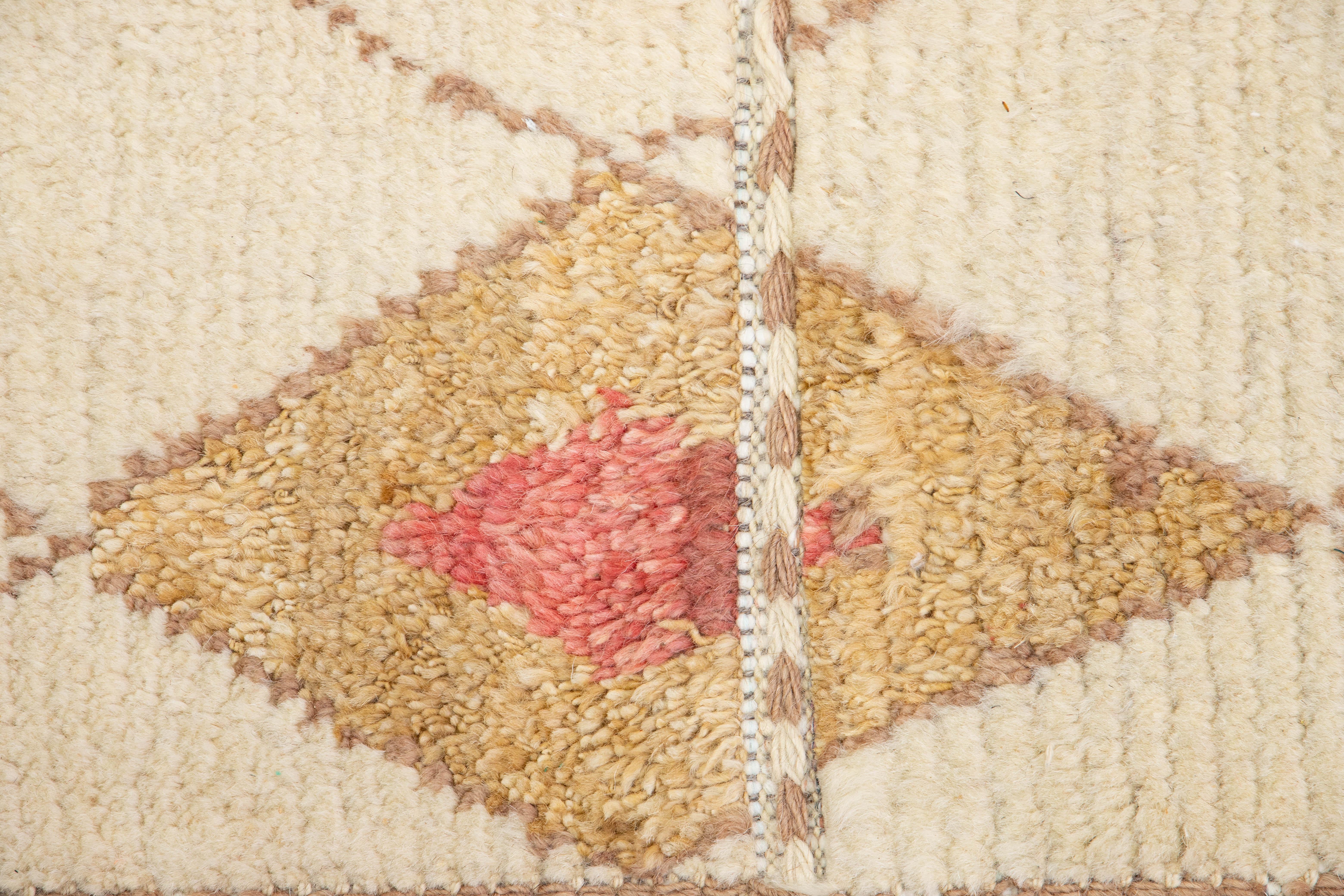 9 x 13 Moderna Alfombra De Lana Estilo Marroquí Tribal Hecha A Mano En Beige en Nuevo estado para la venta en Norwalk, CT