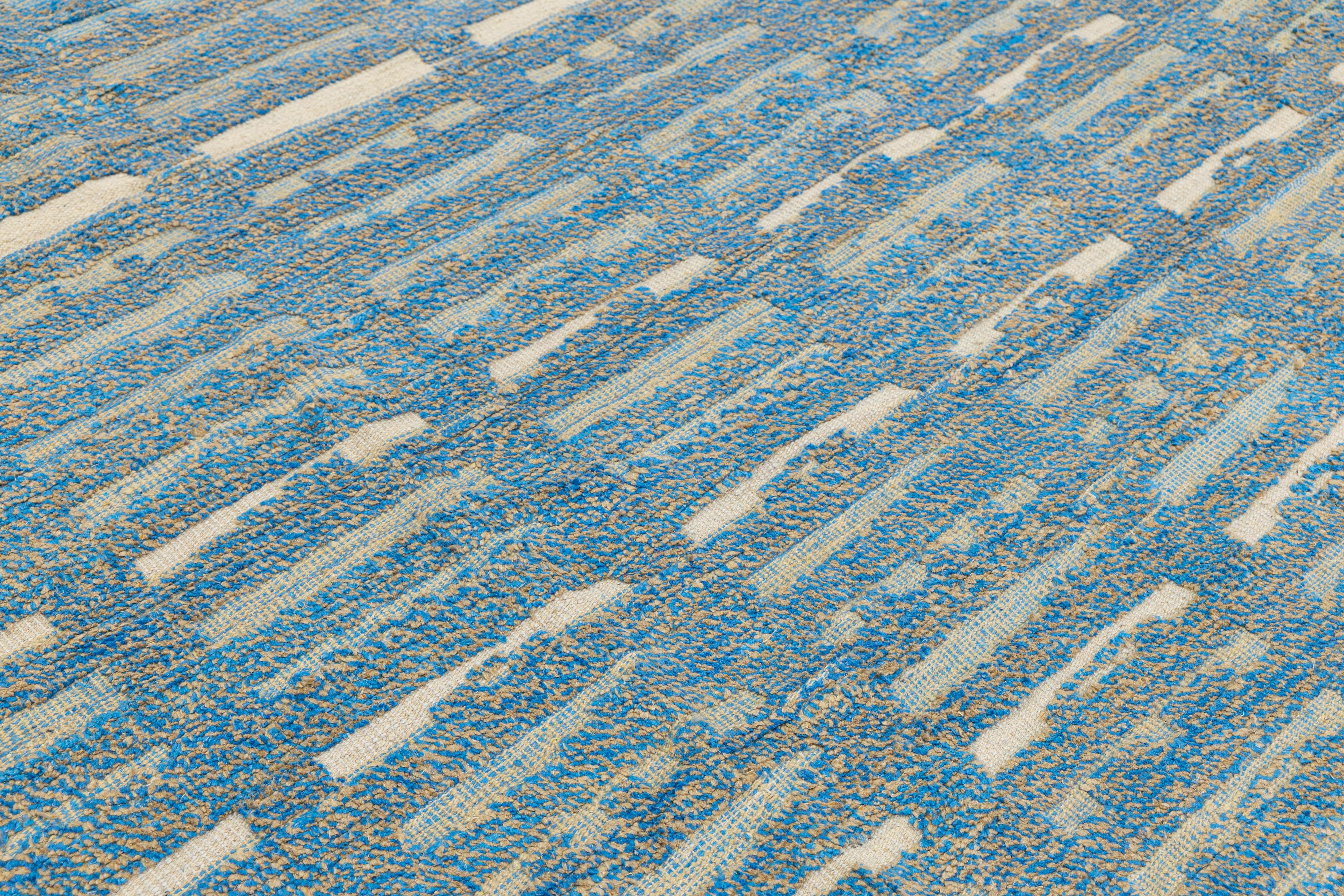 9 x 13 Alfombra Moderna De Lana Estilo Marroquí En Azul Con Diseño Geométrico en Nuevo estado para la venta en Norwalk, CT