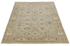 9 x 13 Modern Tabriz Style Wool Area Rug – Muted Earth Tones & Floral Medallions
