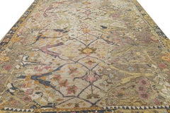 9 x 14 Modern Bidjar Style Hand-Knotted Wool Rug - Earthy Neutral & Rose Pink