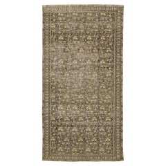 9 x 17 Antique Malayer Wool Rug In Muted Brown with Persian Floral Lattice