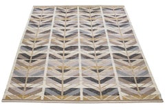 9 X 12 Alfombra de lana plana de estilo sueco moderno con dibujo geométrico terroso