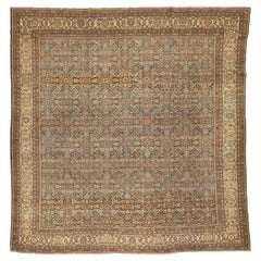 9 x 9 Blue Antique Persian Malayer Rug Hand-Knotted Wool Allover Herati Design