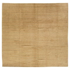9 x 9 Modern Tibetan Wool & Silk Rug In Tan Color With Striped Pattern
