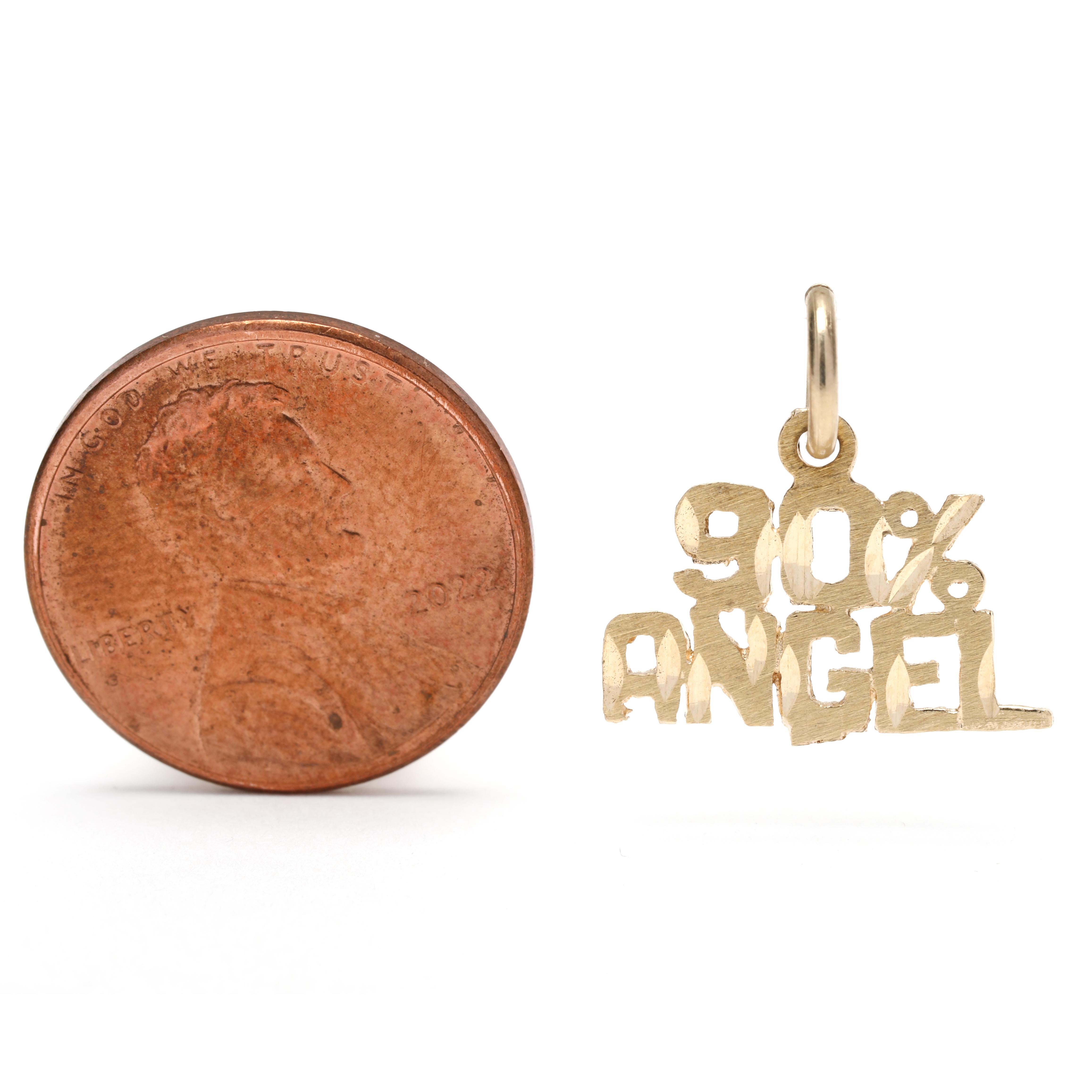 This beautiful 14K Yellow Gold 90% Angel Charm measures 5/8 inch in length and is a perfect flat charm for all of your jewelry creations. This small gold charm features a delicate angel design and is perfect for necklaces, charms, and other jewelry.