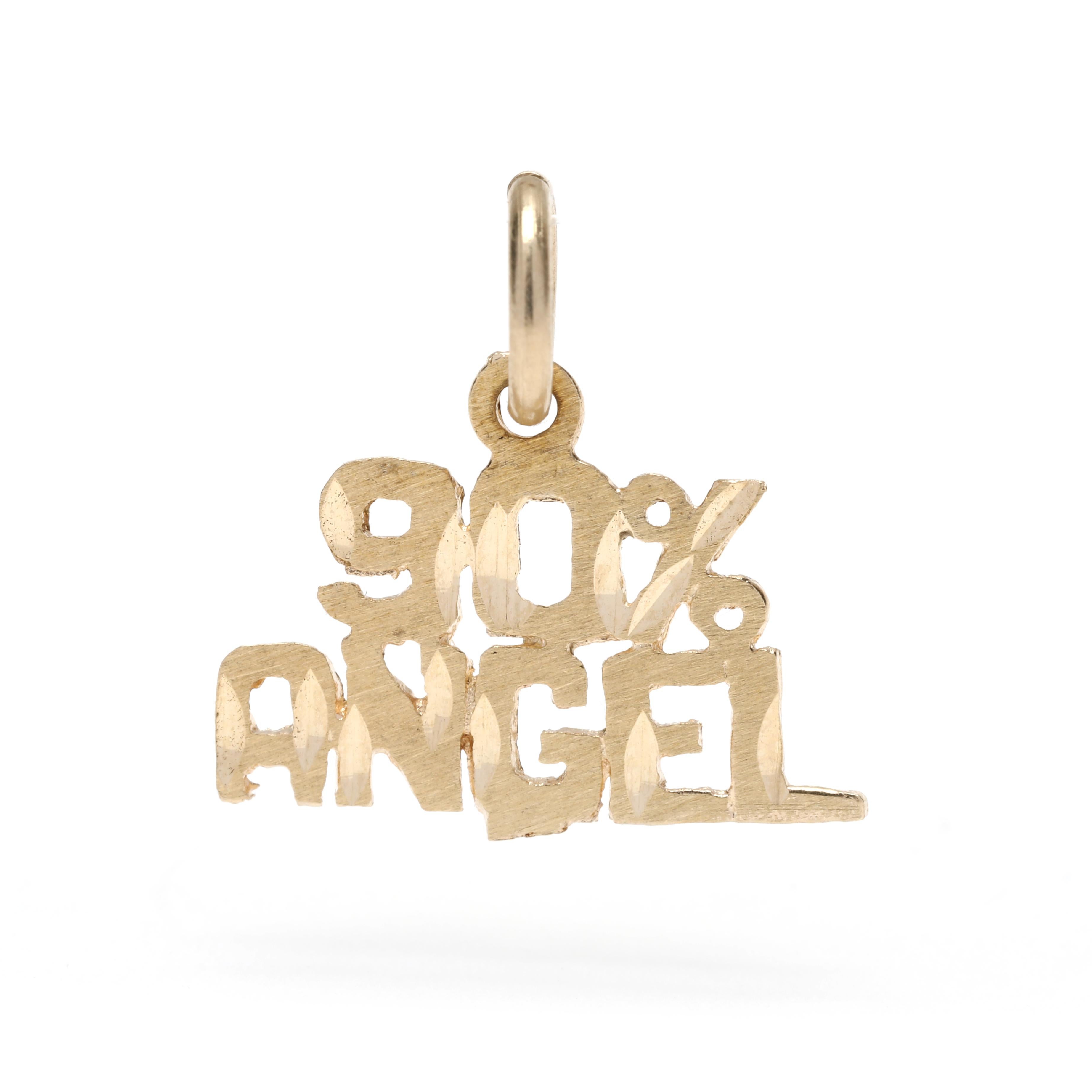 90% Angel Charm, 14k Yellow Gold, Flat Angel Charm, Small Gold In Good Condition In McLeansville, NC