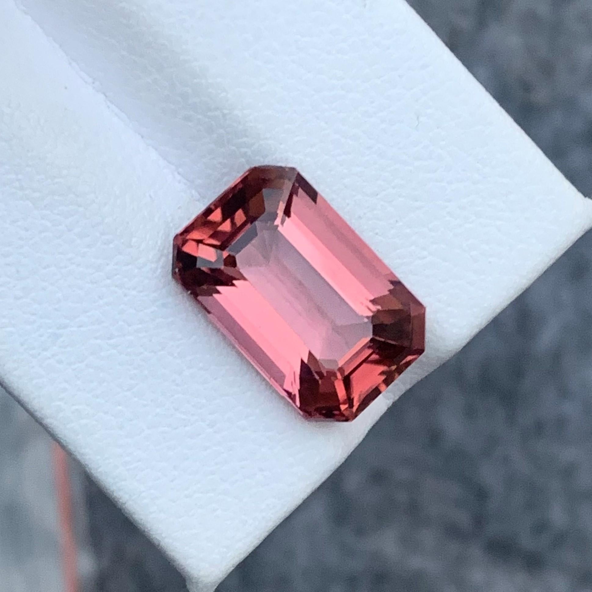 Faceted Tourmaline
Weight: 9.0 Carats
Dimension: 15.3x9.9x7.4 Mm
Origin: Afghanistan
Color: Pink
Shape: Long Emerald Cut
Clarity: Eye Clean
Certificate: On Demand

With a rating between 7 and 7.5 on the Mohs scale of mineral hardness, tourmaline