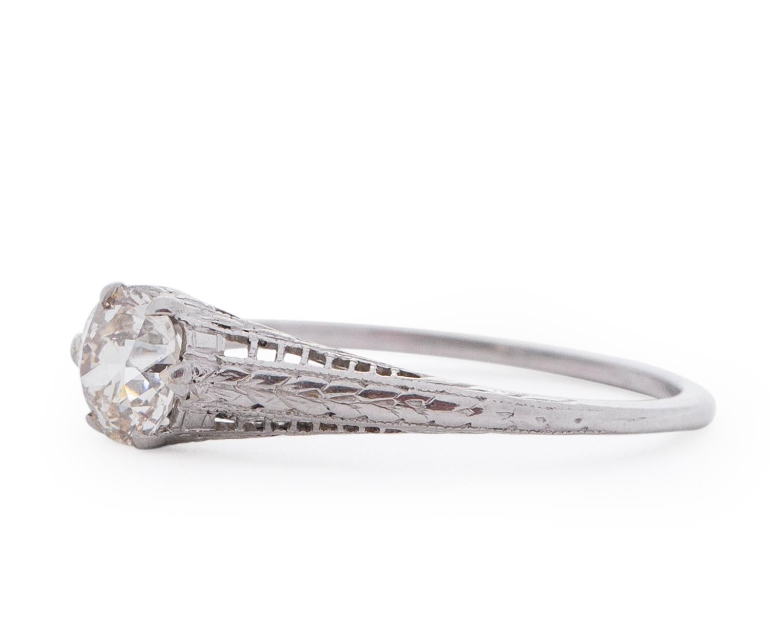 0,90 Karat Art Deco Diamant Platin Verlobungsring (Art déco) im Angebot