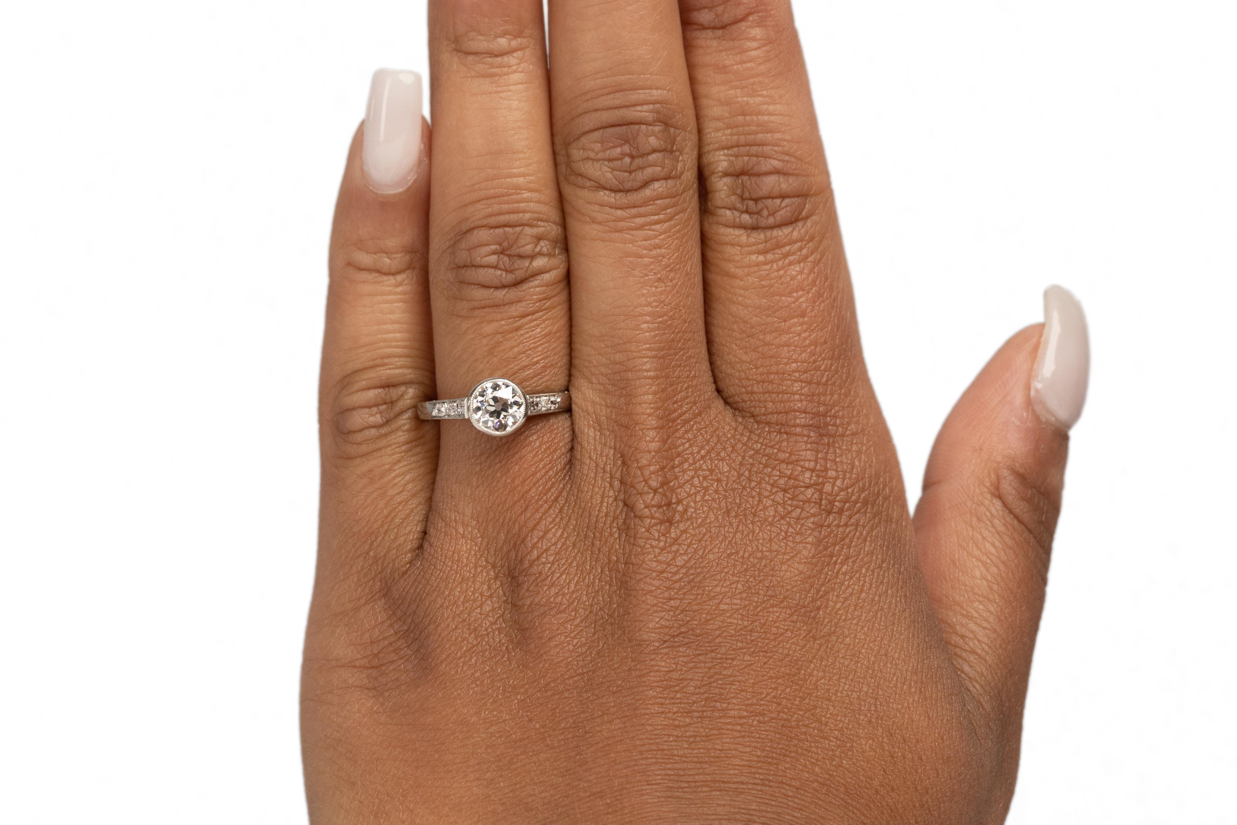 .90 Carat Art Deco Diamond Platinum Engagement Ring In Good Condition For Sale In Hicksville, NY