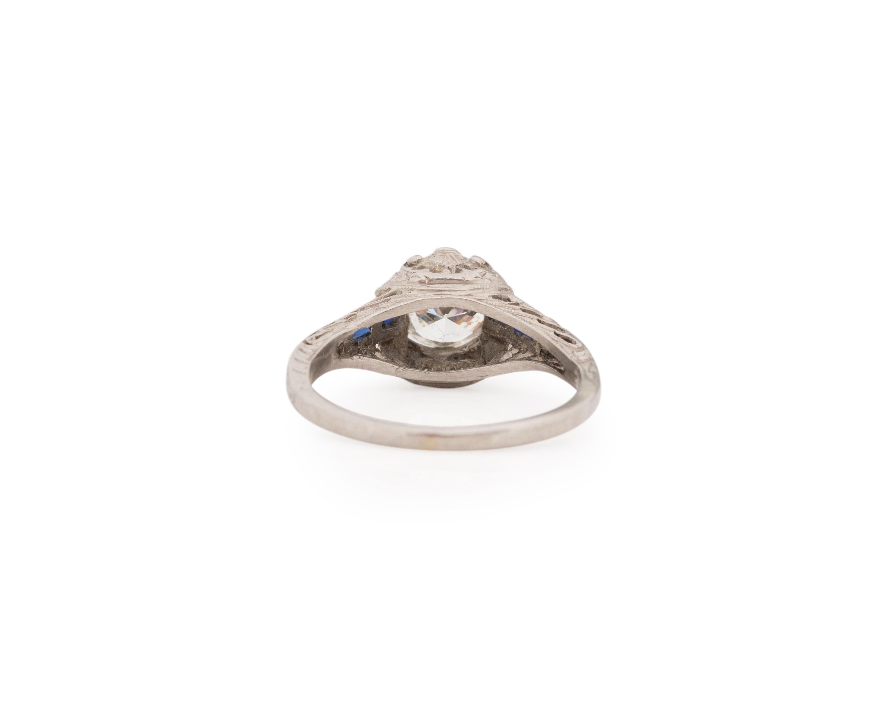 .90 Carat Art Deco Diamond Platinum Engagement Ring In Good Condition For Sale In Atlanta, GA