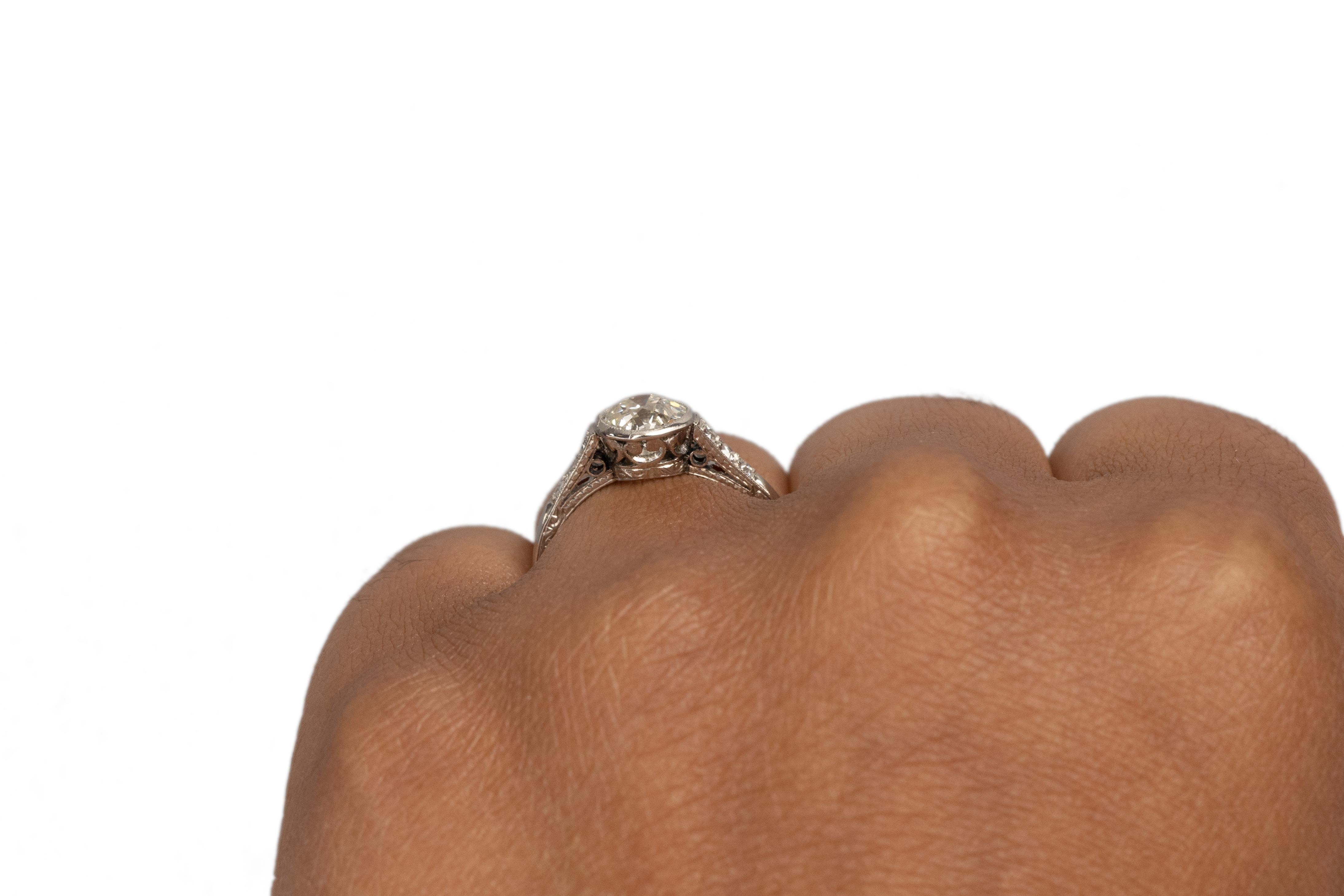 Women's .90 Carat Art Deco Diamond Platinum Engagement Ring For Sale