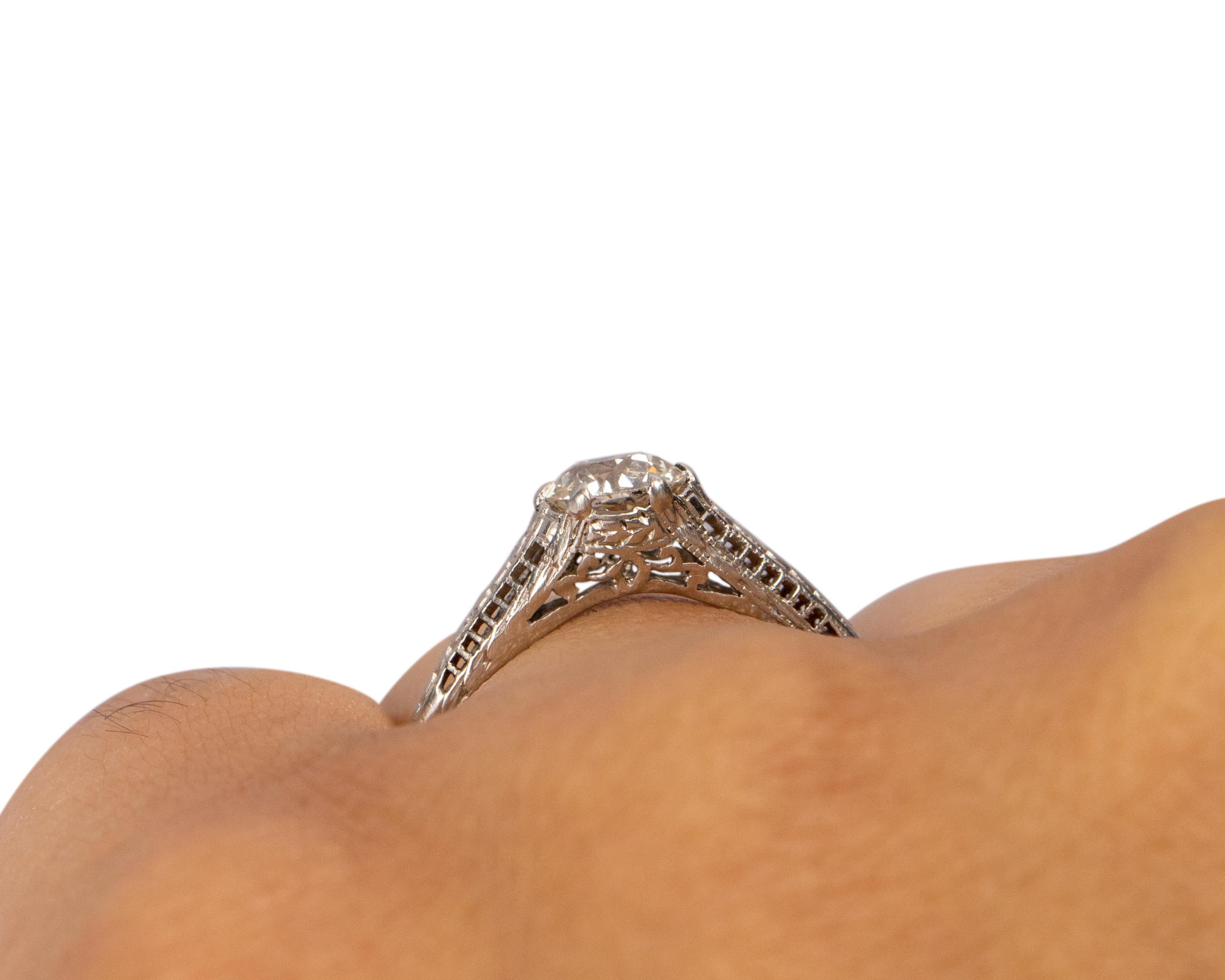 0,90 Karat Art Deco Diamant Platin Verlobungsring Damen im Angebot