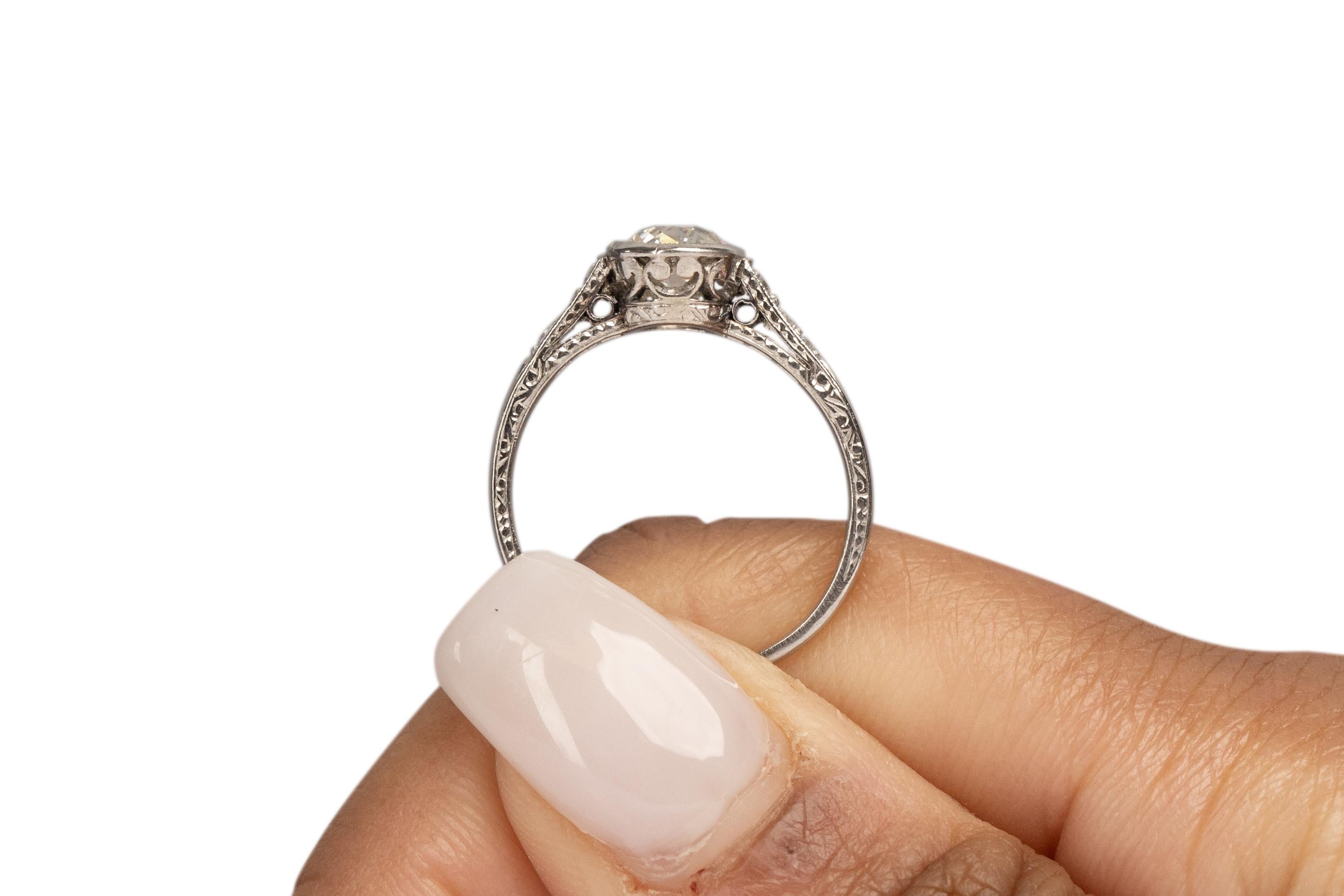 .90 Carat Art Deco Diamond Platinum Engagement Ring For Sale 2