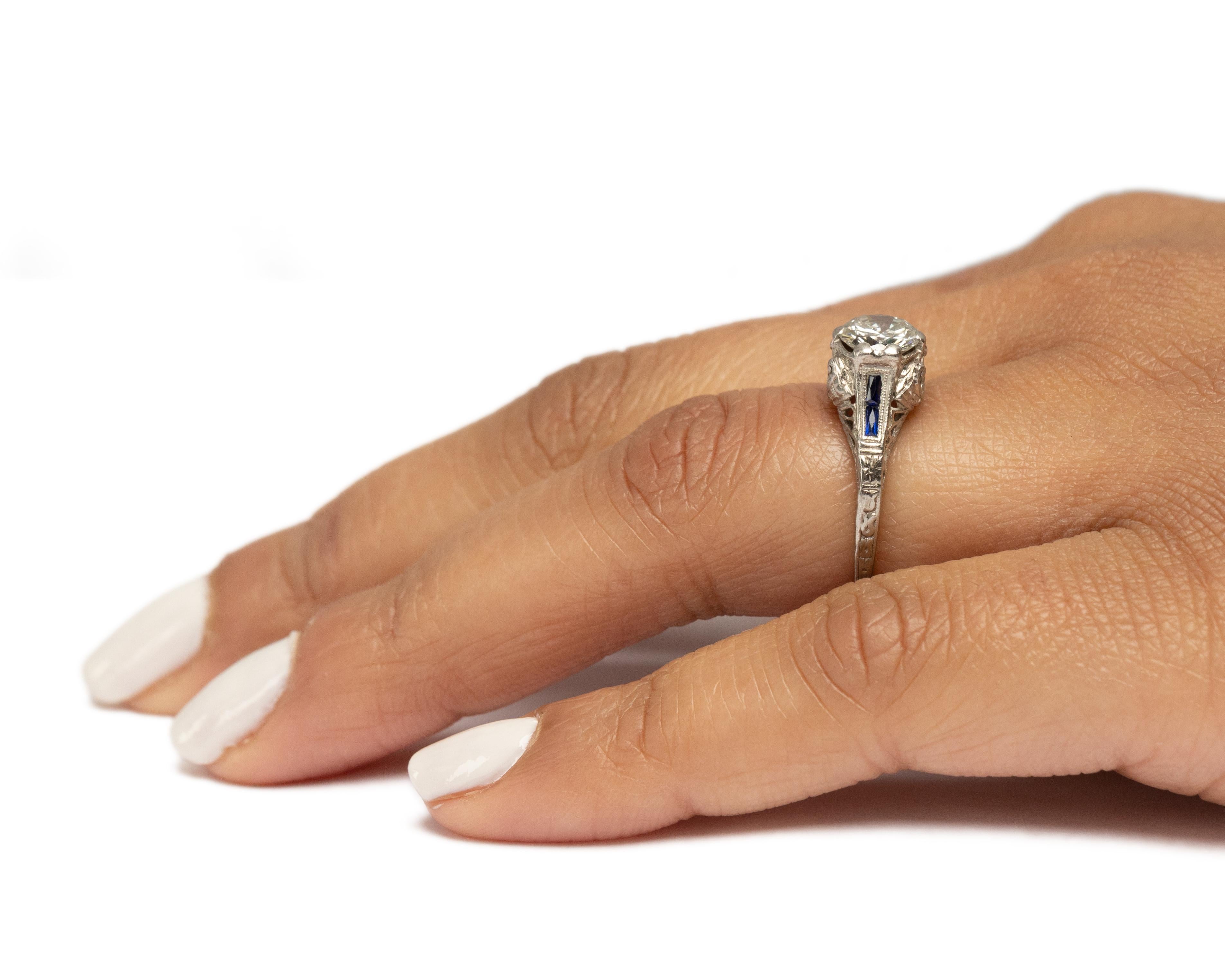 Anello di fidanzamento in platino con diamante Art Deco da .90 carati in vendita 1