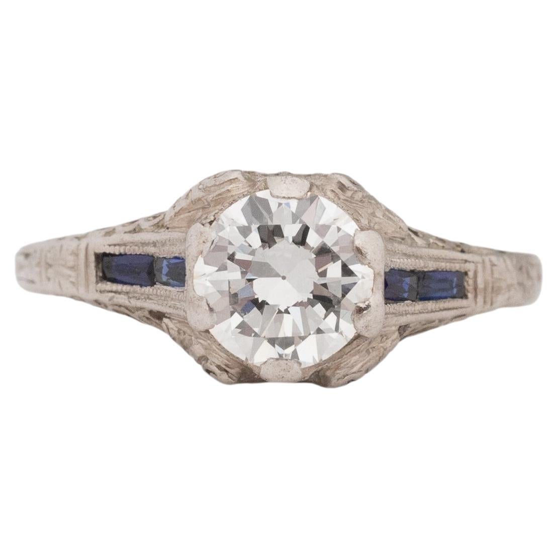 .90 Carat Art Deco Diamond Platinum Engagement Ring