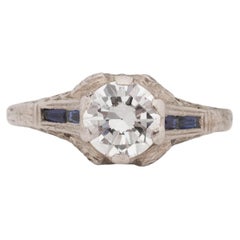 90 Karat Art Deco Diamant-Platin-Verlobungsring