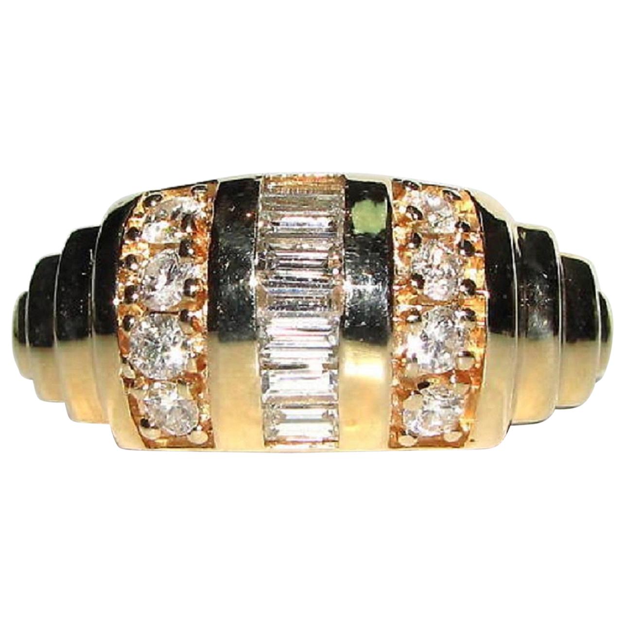.90 Carat Baguette Channel and French Pave Diamond Band
