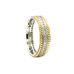 14kt .90 Carat Diamond Eternity Rope Style Wedding Band Ring Size 10.5