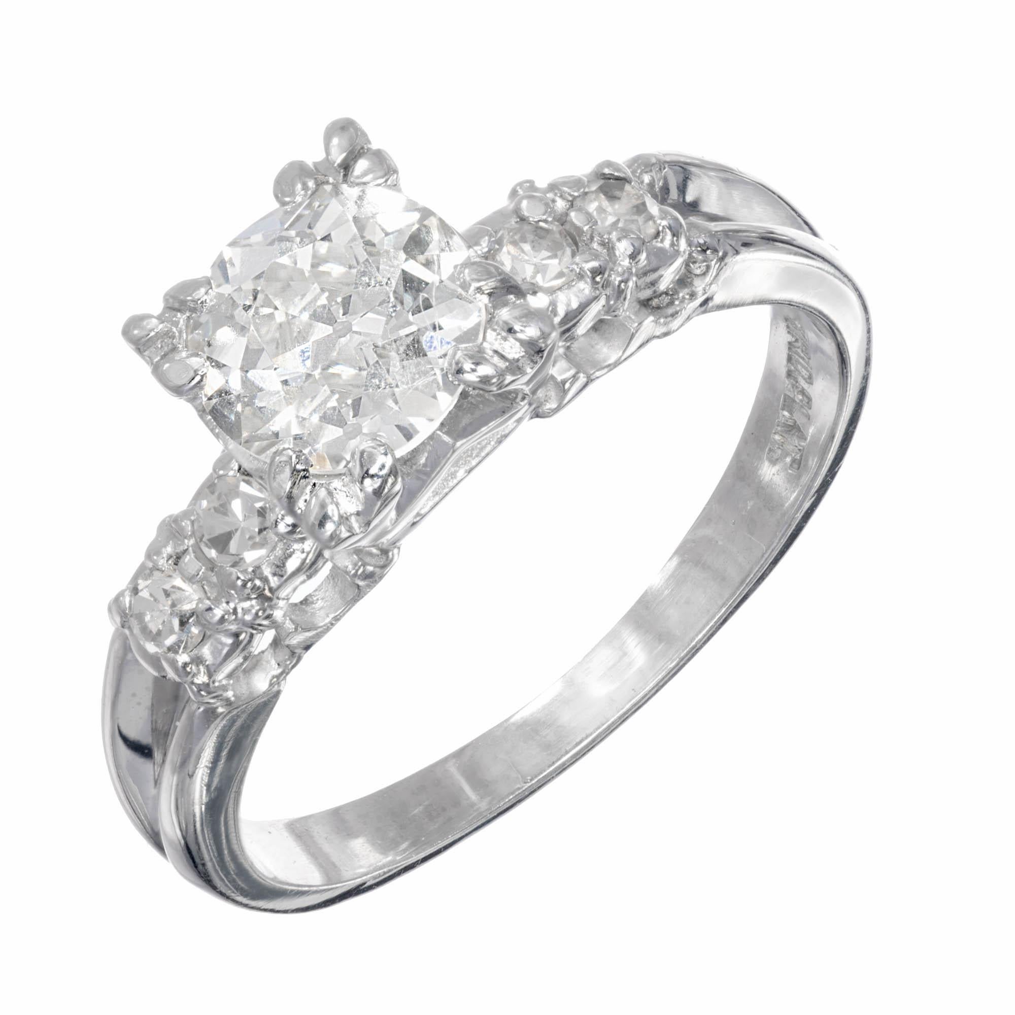 .90 Carat Diamond Old European Cut Platinum Engagement Ring For Sale