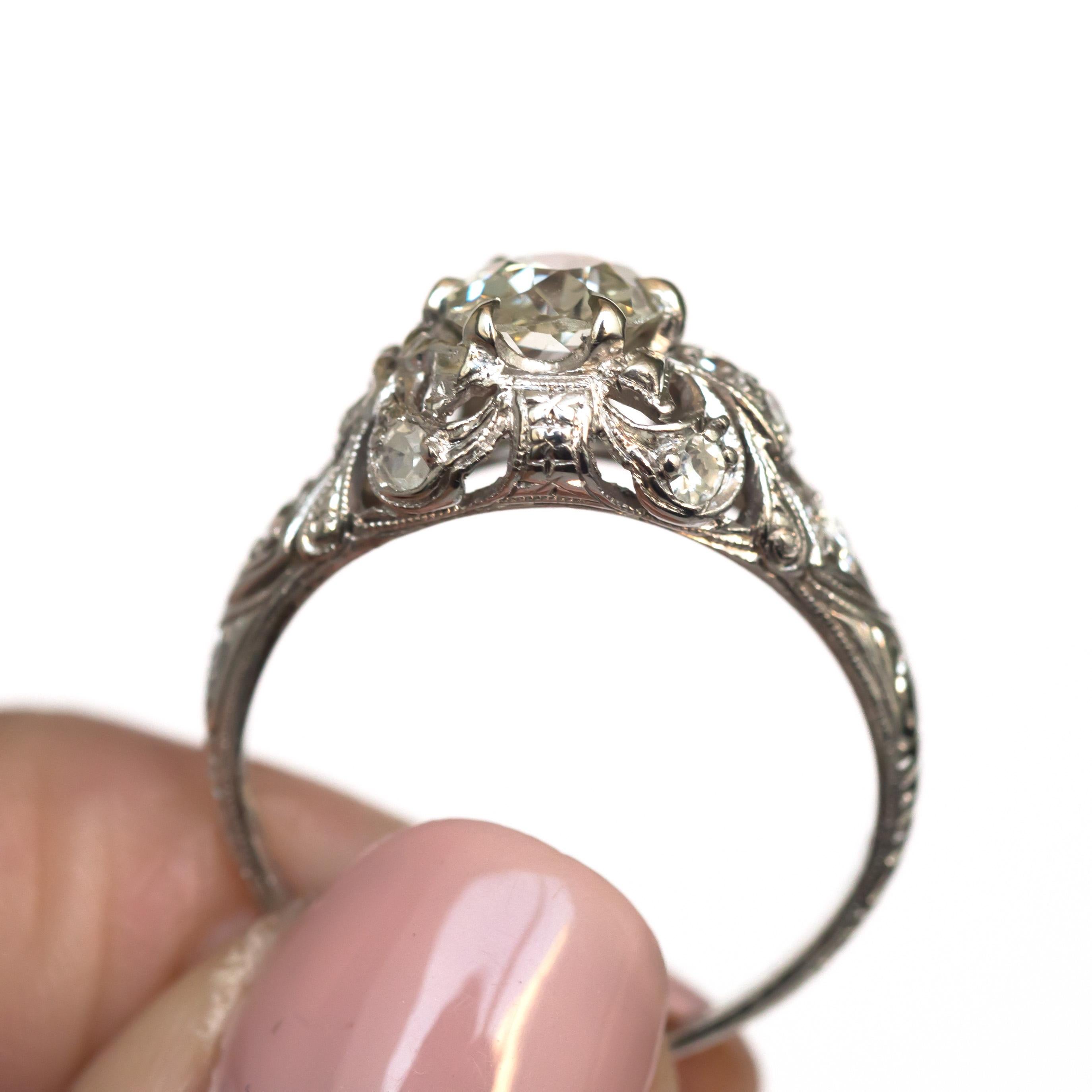 Edwardian .90 Carat Diamond Platinum Engagement Ring For Sale