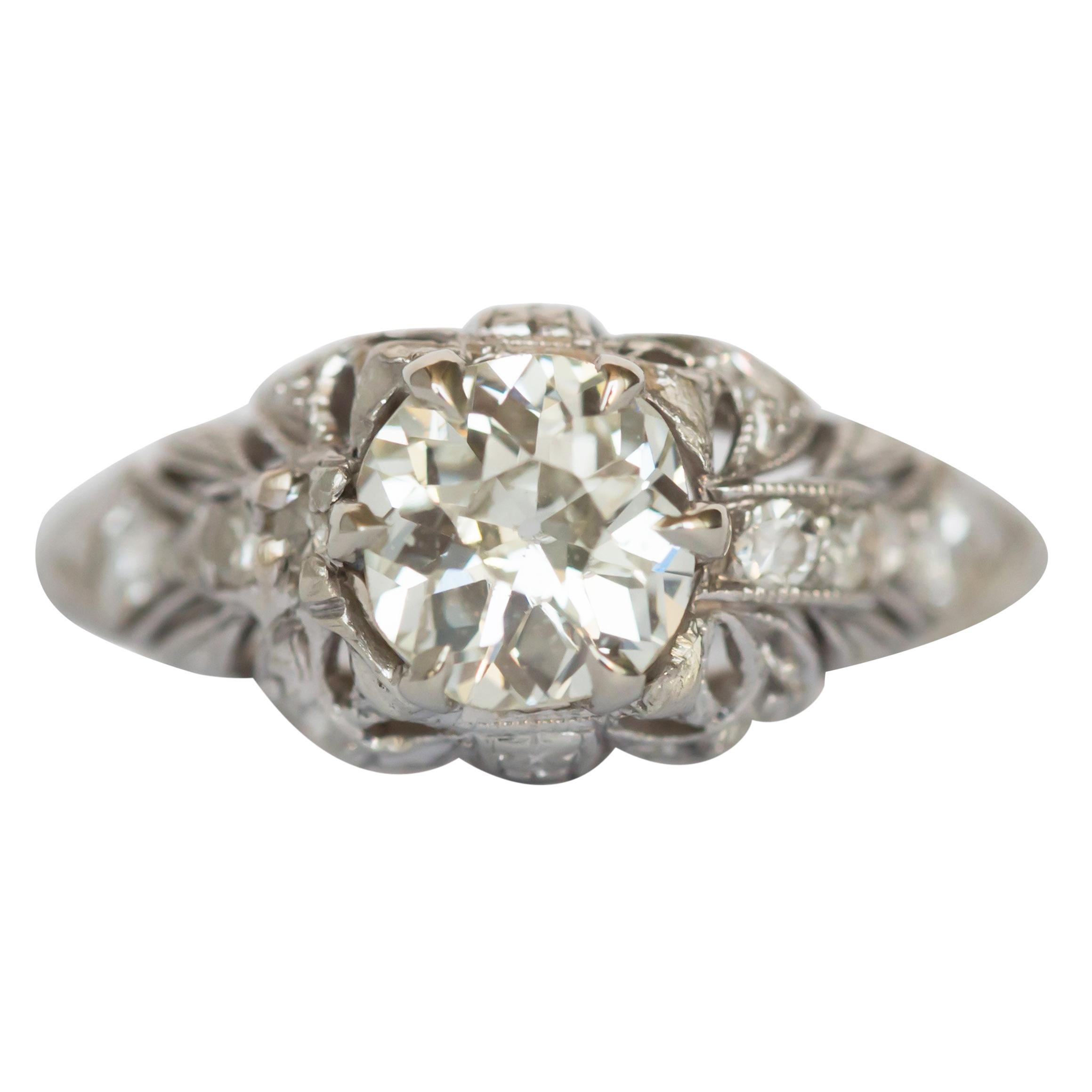 Anillo de compromiso de platino con diamantes de 90 quilates