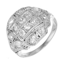.90 Carat Diamond Platinum Victorian Cluster Ring