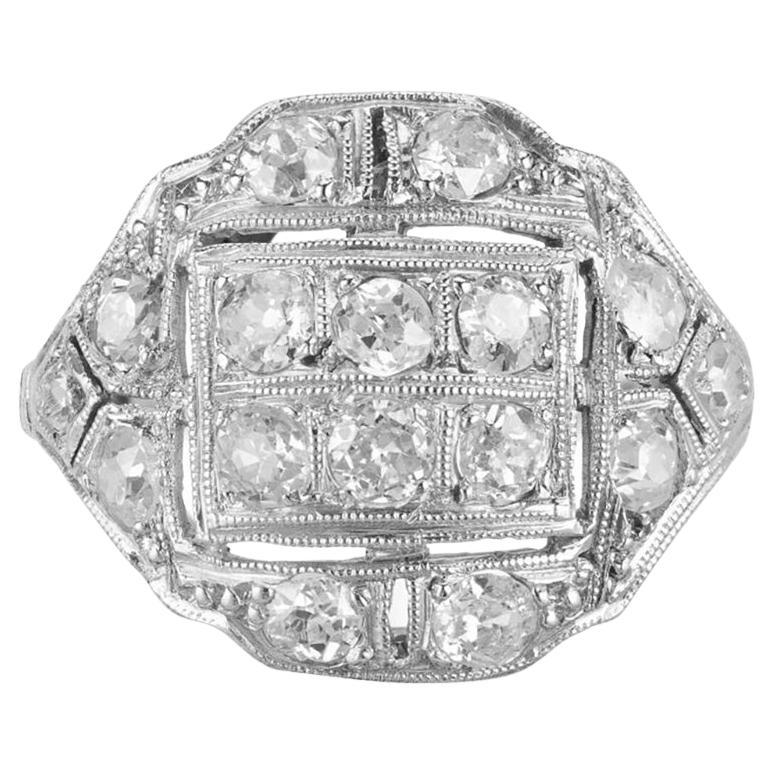 Victorian .90ct Old Mine Diamond Platinum Cluster Ring, Circa 1890 For Sale