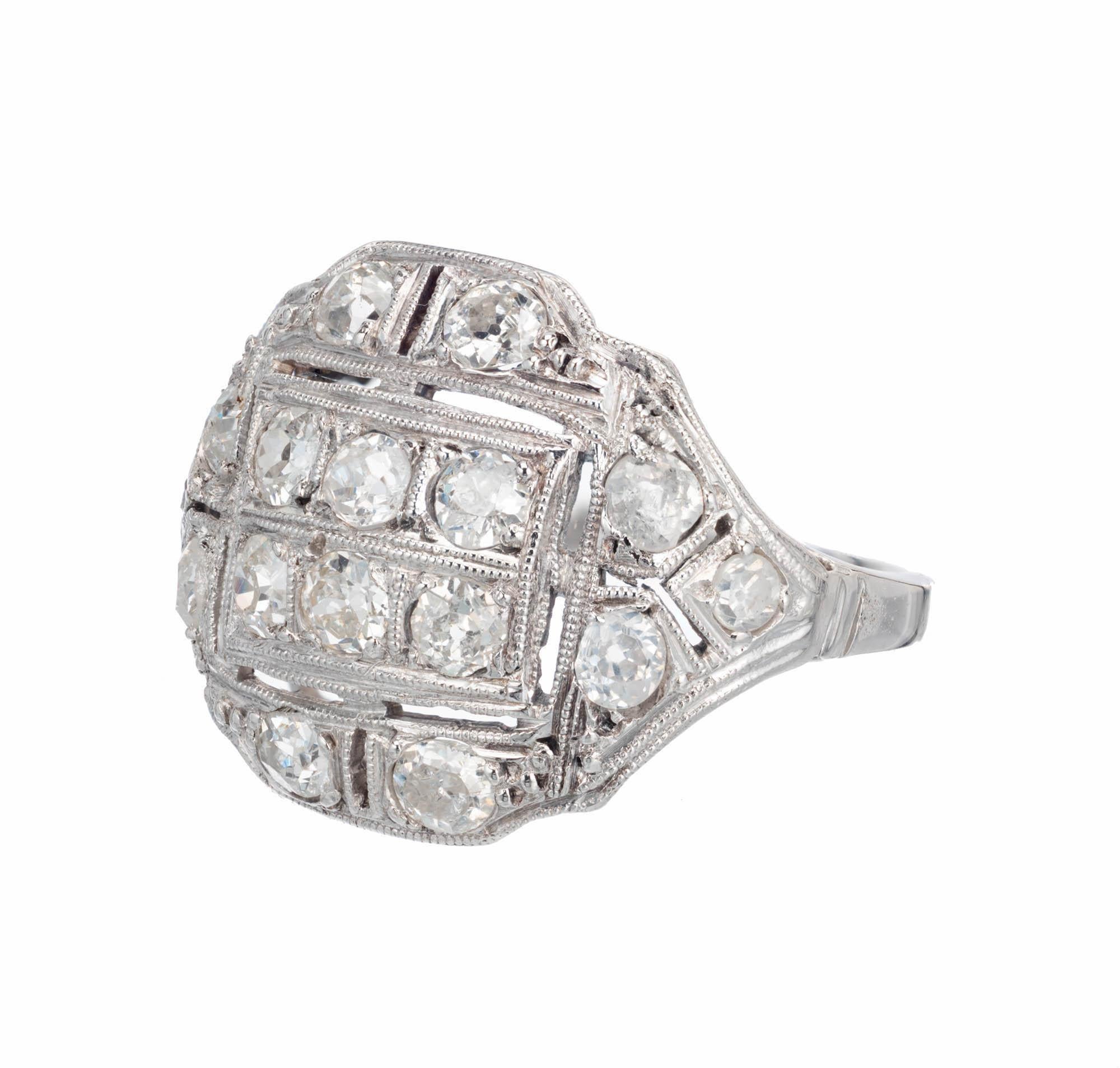 Old Mine Cut .90 Carat Diamond Platinum Victorian Ring For Sale