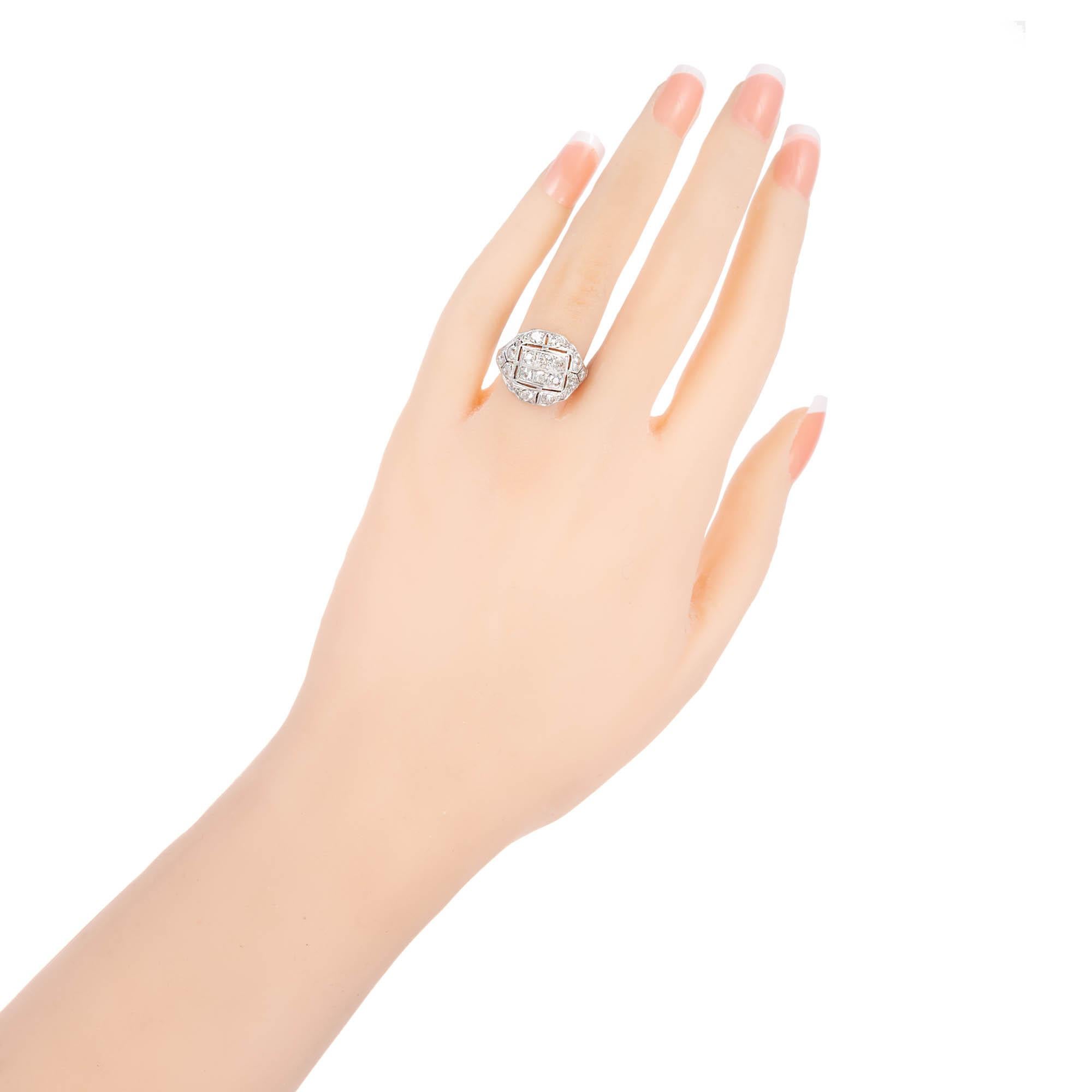 Bague victorienne en platine avec diamants de 0,90 carat Pour femmes en vente