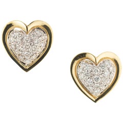 0,90 Karat Diamant Zweifarbige Gold-Ohrringe aus der Mitte des Jahrhunderts