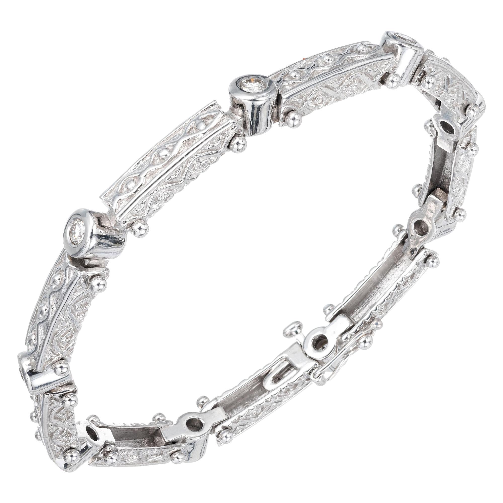 .90 Carat Diamond White Gold Byzantine Bracelet For Sale