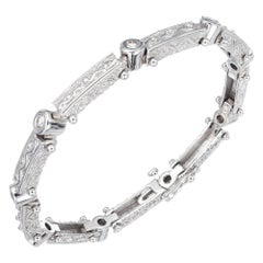 .90 Carat Diamond White Gold Byzantine Bracelet